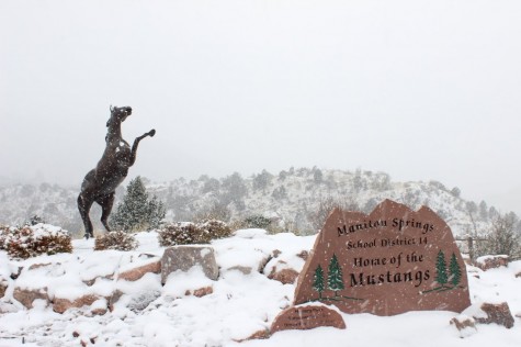 View of the first snow from mustang plaza.
