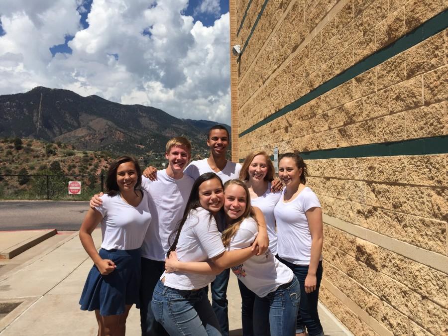 Some students who participated in the BeYOUtiful day pose during lunch. Top row: Jen Cole (10), Hunter Sherraden (10), Greg Shaw (11), Samantha White (11), Maggie White (9) Bottom row: Deja Nimsey (10) and Emily Dollof-Holt (10).