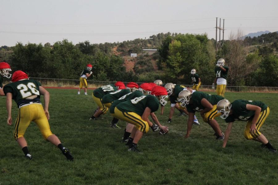 The football team began practicing on August 17th. At this practice, the team played a scrimmage to prepare for their first game on September 4 against Faith Christian. 