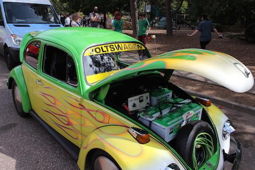 Dennis loves for the car to have a matching color scheme, even the batteries are green to match the green exterior.