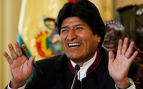 Evo Morales...Bolivias President Evo Morales gestures during a press conference at the presidential palace in La Paz, Saturday, Jan. 24, 2009. Bolivians could approve, in a referendum on Sunday, a new constitution proposed by Morales and opposed by the a majority of the middle and upper classes.  (AP Photo/Juan Karita)