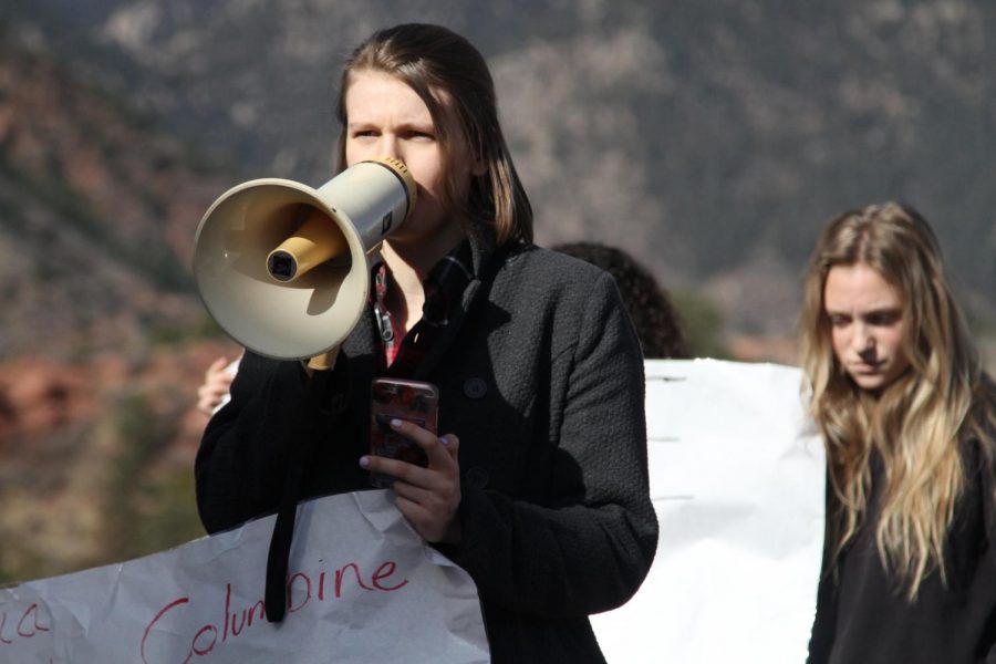 Kaitlyn Cashdollar (11) helped run the event and spoke about violence in the school system. Cashdollar read off texts and messages received from MSHS friends and students about their fear of school shootings.