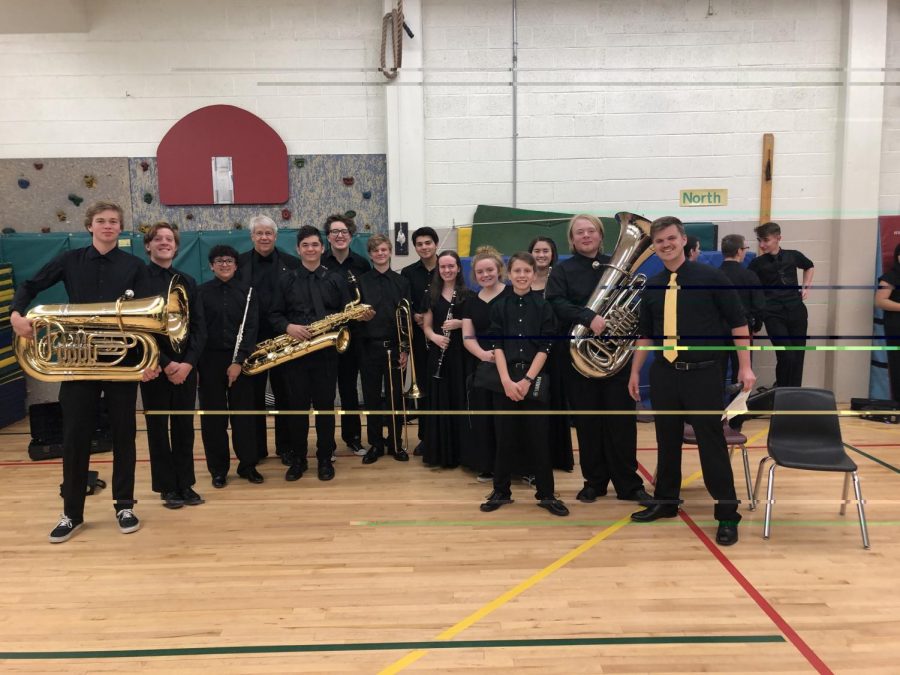 The Tri-Peaks Honor Band consists of trumpet player Devin Rocha (11), clarinet players Hailey Matas (12) and Jennie Waldon (12), tuba players Anton Akse (10) and Connor OBrien (10), flute players Kimi Schoepflin (12) and Lisa Gutierrez-Santos (10), percussionists Colton Talbott (10), Emmett Wolfe (11) and Ava Keller (12), trombonist Logan Abeel (10) and baritone saxophone player Raven Davis (10).
