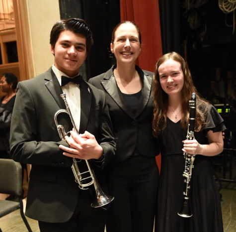 Boulder Honor Band members Devin Rocha (11) and Hailey Matas (12) at their concert in Boulder.