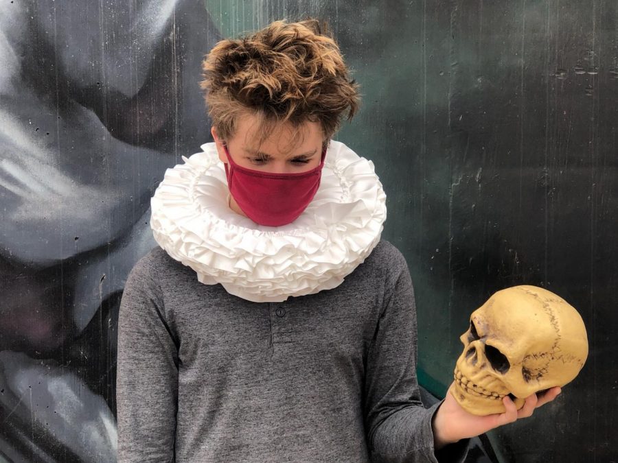 Senior Koda Oxford recreates Shakespeares Hamlet.  Theater was greatly restricted this year, and thespians were unable to act in traditional ways.