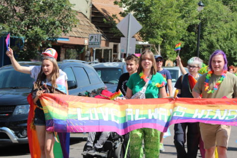 The Gay Straight Trans Alliance marches in the 2021 Homecoming parade on Manitou Avenue. The goal of MSHS is to have a club for everyone.