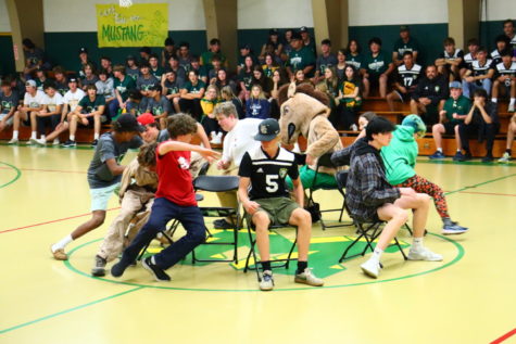 Musical chairs competitors get serious about victory!