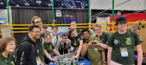 The Steel Mustangs Robotics team poses in Houston at Worlds early this year.