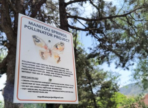 A sign in Mansions Park in Manitou Springs provides information on the importance of pollinators and what you can do to help them.