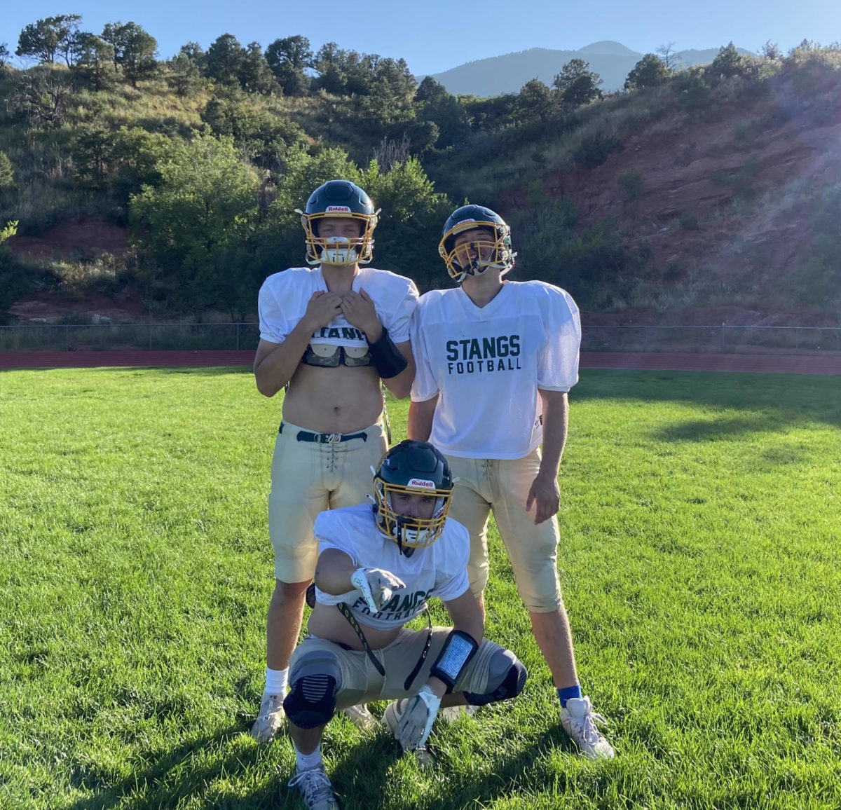 Mustang football captains for the 2023-2024 season are Nate Gentzel (12), Braydn Dowling (12) and Logan Moore (11). 