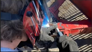 On Nov.15 Kyan Bunker welds a hitch together at his job Royal Welding.