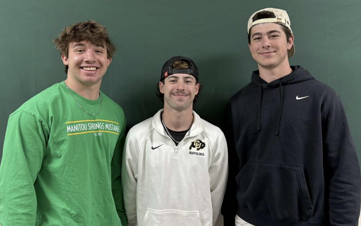 Senior leaders for the baseball team, Logan Moore, Hayden Martinez and Trafford Havens stand beside eachother.