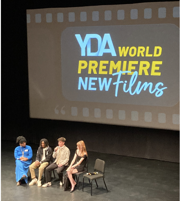 Kyle Blasi (12) sits with other Youth Documentary Academy participants for a Q&A after their films premiered.