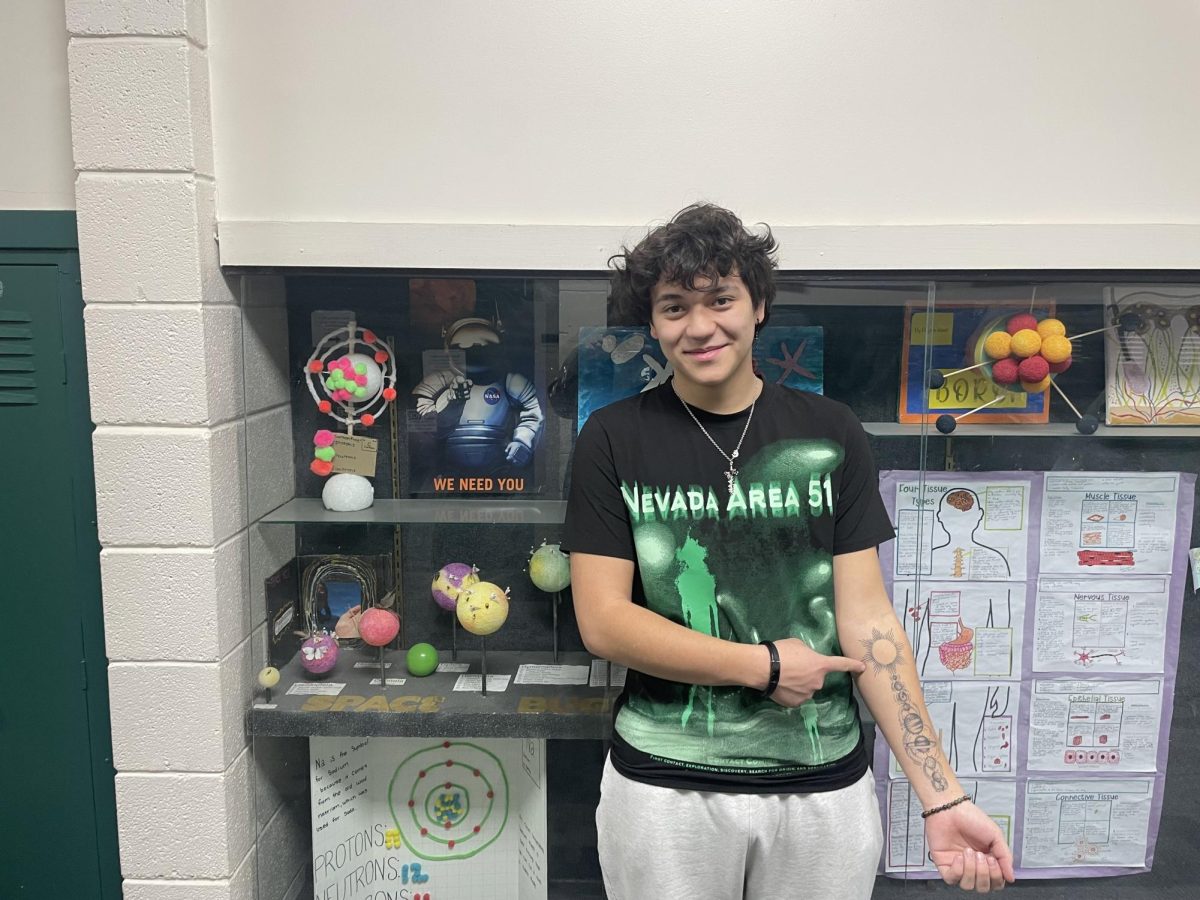 Isaac Bocziewicz(12) shows off his tattoo of the solar system on Jan.21 showing his love for space. he got this tattoo on Oct.5  it represents his ever increasing hunger for knowledge.