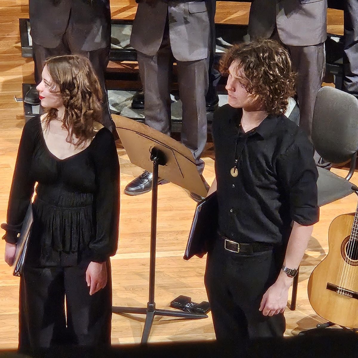 Becket Wendell-Evans prepares to begin a solo with his solo partner during the Western Slope Honor Choir concert at the end of February.  