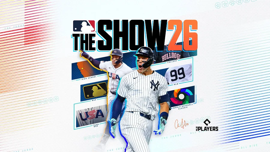The cover art for "MLB The Show 26" features Aaron Judge.