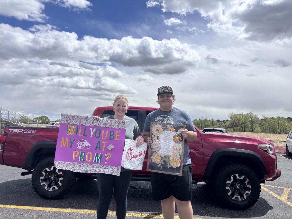 Kristin Stout (12) and John McLeod (12) get Chick-fil-A as a celebration for a prom proposal.