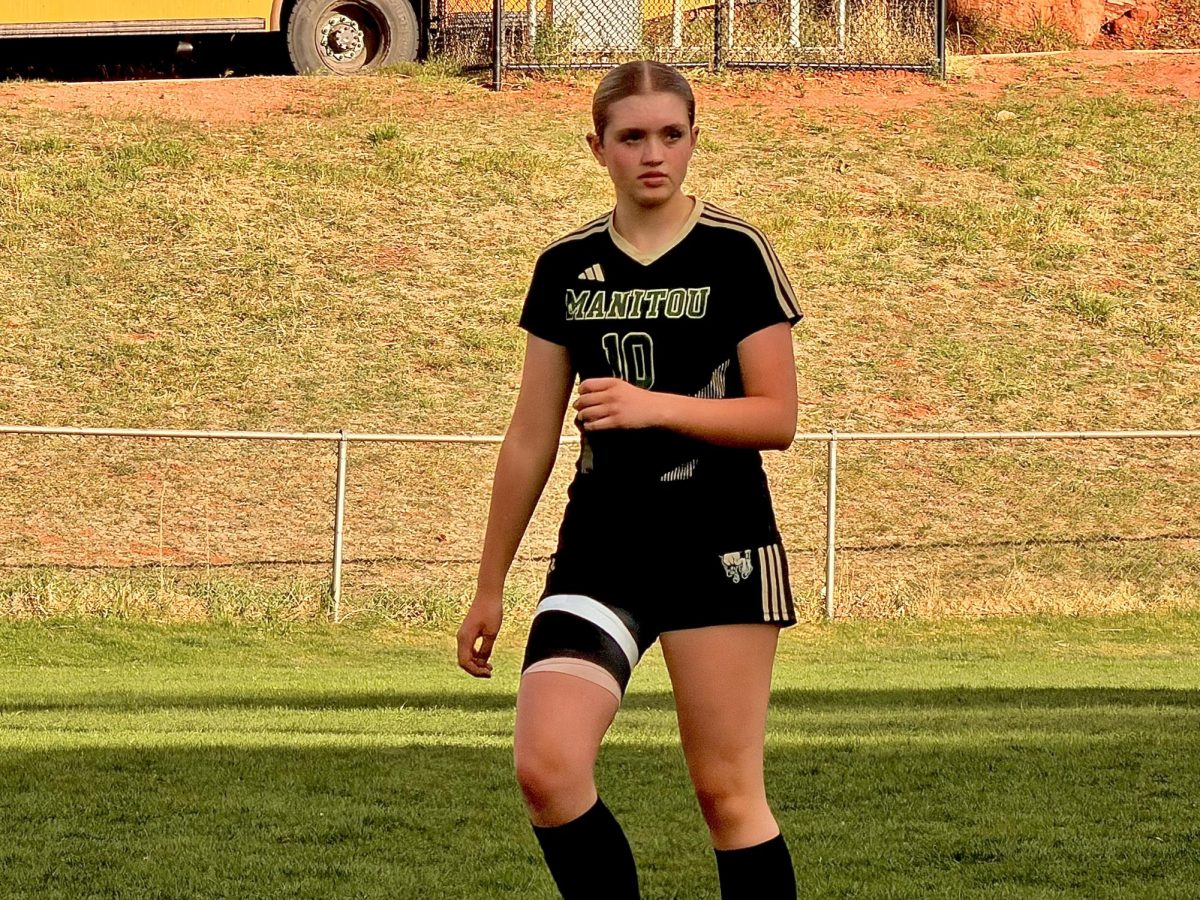 Brynn Berardi (9) plays in the soccer game against Woodland Park on April 23, 2026.