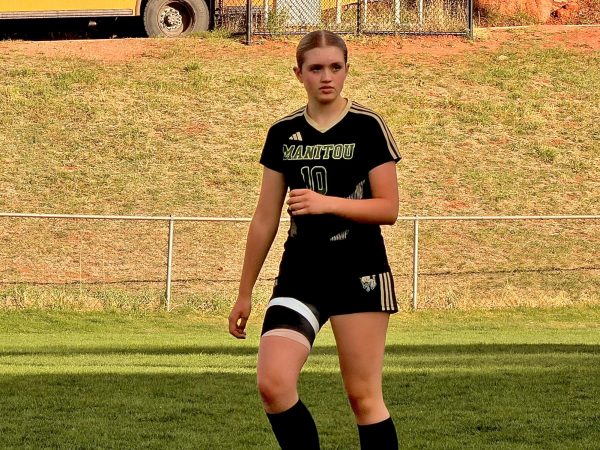 Brynn Berardi (9) plays in the soccer game against Woodland Park on April 23, 2026.